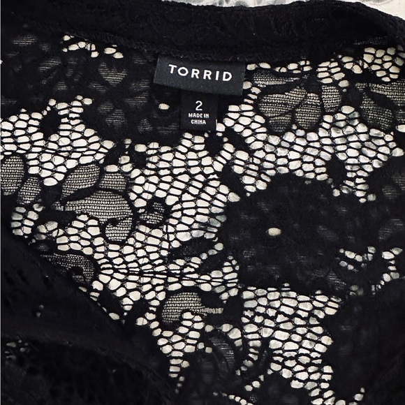 Torrid Black Lace Midi Dress Size 2 Whimsigoth Fairycore Sheer Gothic Romantic - Picture 5 of 11